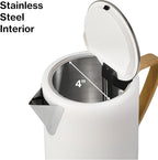 PantryPro 1.7L 1500W Rapid-Boil Electric Kettle - Stainless Steel Interior - Auto Shut-Off, Boil-Dry Protection, LED Indicator, Wide Opening - Cream White
