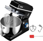 VEVOR Stand Mixer, 8.3QT Dough Mixer, 660W 6+P Speeds Tilt-head Food Mixer with Stainless Steel Bowl, Dough Hook, Wire Whip, Flat Beater, Scraper, Household Stand Mixer for Baking & Mixing, Black