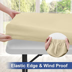 homing Rectangle Table Cloth Cover, Waterproof Polyester Elastic Fitted Tablecloth, Fits for 8 Foot Folding Tables, Washable Table Protector for Picnic, Camping, Outdoor (Champagne, 30" x 96")