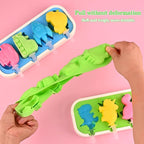 Sakolla 2 Pack Silicone Popsicle Molds with Sticks & Lid, 4-Cavity Mini Popsicle Molds for Kids - Cars, Ships, Train, Rocket and Dino Shapes (Green & Blue)