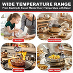 Candy Thermometer Waterproof IP67 - Oil Thermometer for Frying with Clips - 9" Side of Pot Thermometer Deep Fry for Oil Candy Candle BBQ - Silver