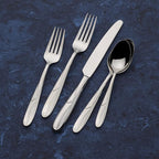 Mikasa Cocoa Blossom 65-Piece Flatware Set for 12, 18/10 Stainless Steel Silverware with Full Service and Serving Utensils, Elegant Floral Design