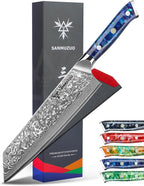 8.5 inch Kiritsuke Kitchen Chef Knife - 67 Layers Damascus Steel & Resin Handle - Xuan Series(Sapphire Blue)