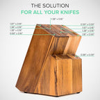 Coninx Acacia Wood Kitchen Knife Block - 15 Slots Knife Holder - Professional Quality Wood Knife Organizer - Secure Knife Stand To Keep Knives Neat & Sharp - Knife Blocks for Kitchen Knife Storage