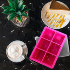 Silicone Ice Cube Trays with Lids,Large Square Ice Cube Molds for Freezer, Whiskey, Cocktail, Stackable Flexible and Reusable & Easy Release BPA Free (2 Pack&Dark Gray and Rose)
