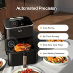 Typhur 8QT Sync Air Fryer with Built-in Wireless Meat Thermometer, 9-in-1 Smart Non Toxic Ceramic Airfryer for Quick Easy Meals, 450°F Max, Cooks 6lb Whole Chicken, Dishwasher Safe, 120V