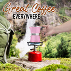 Zulay Moka Pot Espresso Stovetop Coffee Maker - Leak-Proof, Stainless Steel, Easy to Clean, Heat Resistant Handle & Knob - for Authentic Cuban & Italian Style Espresso - Makes 3 Espresso Cups - Pink