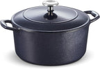 Tramontina 80131/038DS Enameled Cast Iron Covered Round Dutch Oven, 5.5-Quart, Dark Blue