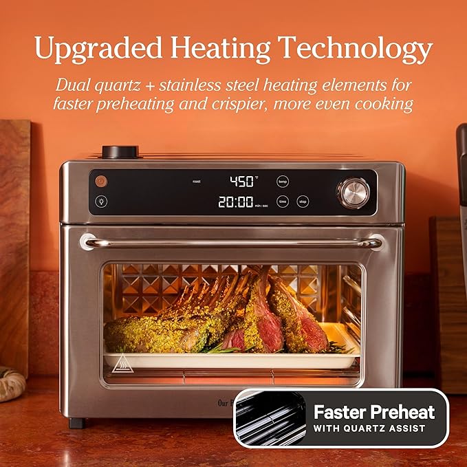 Our Place Large Wonder Oven Pro | 8-in-1 Digital Countertop Oven with Large 32Qt quarts | Non-toxic, Fast Quartz Heating | Air Fry, Toast, Roast, Bake, Broil, Reheat & Dehydrate | Stainless Steel