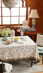 patdrea Designer French Linen Table Cloth for Rectangle Table,Vintage Fall Decorative Tablecloth,Floral Decoration Cover for Kitchen Dining Christmas,Tea Party,Thanksgiving,63"x102"-Littledaisy
