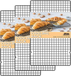 15.8”×9.8” Cooling Rack, 3P Stainless Steel Baking Rack, Oven Safe Cooling Racks for Cooking and Baking, Black Roasting Rack & Wire Rack & Cookie Cooling Rack for Roasting, Grilling, Drying