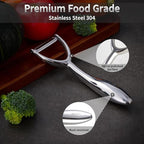 Vegetable Peeler, Stainless Steel Peeler for Kitchen, Apple Peeler Smooth Curved Handle, Double Blades, Ultra Sharp, Fruits & Veggie Peeler, Non Rustic and Non Toxic, Y Shap Kitchen Aid Peeler