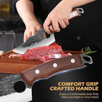 Chef Knife Kitchen Knives Japanese Butcher Knife Meat Cleaver, High Carbon Steel Hand Forged Full Tang Viking Knives with Sheath for Camping, Outdoor, BBQ, Home