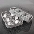 Ticent Ice Cube Trays Set of 2-Silicone Sphere Ice Ball Maker with Lid & Large Square Ice Molds for Whiskey, Cocktail & Brandy (Grey)