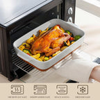 MALACASA Lasagne Dishes for Oven, 4.8 Qt Ceramic Oven Dish with Handles, 9 x 13 Inch Deep Rectangular Baking Dish Casserole Dishes, Grey Lasagna Pan Bakeware for Roasting, Series TARA