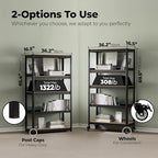 HOMEDANT House 5-Tier Metal Rolling Cart Shelf Rack Casters Heavy Duty Laminated Wheel Shelving Unit Adjustable Utility Storage Shelves Organizer Shelf Kitchen Garage 36.2" W x 16.5" D x 69.5" H 4Pack
