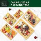 ROYAL CRAFT WOOD Wooden Cutting Boards for Kitchen Meal Prep & Serving - Bamboo Wood Serving Board Set with Deep Juice Groove Side Handles - Charcuterie & Chopping Butcher Block for Meat