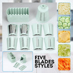 5 in1 Rotary Cheese Grater with Handle, Rotary Grater, Vegetable Slicer, Shredder, Carrot Grater, Nut Grinder, and Chocolate Shaver (Light Green)