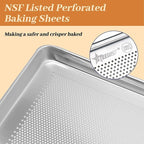 6 Pack Half Size Baking Sheet Pans Perforated, Aluminum Commercial Cookie Sheets Non-Stick, 18"x13"