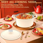 Enameled Cast Iron Dutch Oven - 5QT Dutch Oven Pot with Crab Lid & Oversized Knob & Ergonomic Handles - Heavy Duty Cookware for Braising, Stews, Roasting, Bread Baking - Cream White