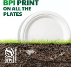 100% Compostable Paper Plates, 6 Inch, 125 Count, Heavy Duty Disposable Plates by Biodegradable Bagasse, Dessert Plates Bulk for Party | Microwave-Safe | Soak-Resistant, Cut Resistant
