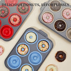 BRONYPRO Silicone Donut Pan for Baking with Metal Frame, 3.35 Inch Large doughnut pan,donut molds for baking Nonstick Non Toxic Bakeware for Oven, Red