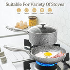 MICHELANGELO 11 Inch Stone-Derived Nonstick Frying Pan with Lid, Aluminum
