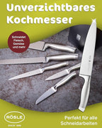 Rösle Basics Line Stainless Steel Chef's Knife, 8-inch Blade,Silver