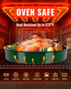 Enamel Round Baking Cake Pans Set Roasting Dish 4-Pack 9/10/12/14 Inch Non Stick Large Cookware for Cake Bread Pie Pizza Turkey Steak, Non-Toxic Carbon Steel Oven Dishwasher Safe Thanksgiving Bakeware