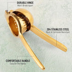 Zulay Kitchen Extra Large Lemon Squeezer Stainless Steel - Easy Squeeze Heavy Duty Lemon Juicer Hand Press - Ergonomic Citrus Squeezer & Fruit Juicer for Small Oranges, Lemons, & Limes - Gold