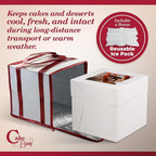 Cakebon Cake Box and Boards, 10-Inch Round White Wrapped Edges 1/2- Inch Thick Drums with Insulated Bag and Ice Pack – Cake Transport Set, Cooler for Cake Delivery and Transport (1pc Each, 4pcs Total)