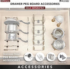 Rev-A-Shelf Trimmable Pegboard Drawer Divider Organizer, Trim to Fit Wooden Kitchen Cabinet Storage Utensil, Pots & Dish Rack, 30" x 21", 4DPS-3021