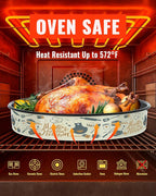 Enamel Round Baking Pans Set Roasting Dish 4-Pack 9/10/12/14 Inch Non Stick Large Cookware for Cake Bread Pie Pizza Turkey Steak, Non-Toxic Carbon Steel Oven Dishwasher Safe Thanksgiving Bakeware