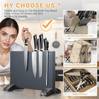 Magnetic Knife Block Without Knives, Black Stainless Steel Magnetic Knife Holder Stand with Strong Knife Magnet Double Side Knife Magnetic Strip Knife Storage Organizer for Kitchen Counter Top