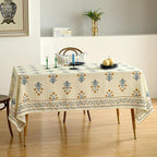 ISAENNE Designer French Pale Yellow Small Rectangular Tablecloth,Linen Floral Table Cloth,Wrinkle Resistant Decor Tablecloths for Dining Thanksgiving Banquet Kitchen Party,55"*71"-Estevan A