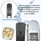 QPQ 2-in-1 Professional Garlic Press and Peeler Set, Aluminum Kitchen Tool with Built-in Cleaner, Manual Crusher and Mincer for Unpeeled Garlic Cloves,Fast And Portable Garlic Peeler