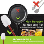 Silicone Rubber Spatula Set of 3, High Heat, Commercial (2 Spoonula + 1 Scraper, 9.5 Inches)