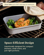 Caraway Nonstick 9” x 6.5” Small Rectangle Baking Pan Duo – Non-Toxic, PTFE & PFOA Free – Aluminized Steel Core – Deep Ceramic Baking Pan for Casseroles, Lasagna & More - Slate