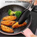 NileHome 4 Pack Silicone Spatula and Grilling Tongs Kitchen Utensils with Silicone Brush Heat Resistant BPA-free Rubber Spatula for Scraping, Baking, Cooking, Mixing-Black