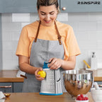 Rainspire Professional Box Grater, Cheese Grater Box for Kitchen Stainless Steel with 4 Sides, Cheese and Spice Graters with Handle for Vegetables, Ginger, Potatoes, Blue