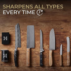 High Carbon Stainless Steel Rolling Knife Sharpener with 400, 1000 & 3000 Replacement Discs - Blunt Knife Sharpening Kit with 15 and 20 Degree Sharpening for Kitchen & Chef's Knives (BLACK) (Black)
