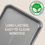 NutriChef 2-Piece Large & Medium Cookie Sheets for Baking - Non Stick Baking Sheet for Cookies, Sheet Cakes & Roasting - Dishwasher Safe - Gray