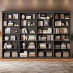 70.8" Tall Black Bookshelf, Farmhouse Modular Bookcase with 6-Tier Adjustable Shelves, Large Storage Cabinet for Home Office, Living Room