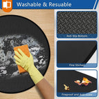 Round Under Grill Mat for Outdoor Grill, 48 Inch Anti-Slip BBQ Floor Mats, Easy to Clean Reusable Fireproof Grill Pad, Oil-Proof Waterproof Protector for Deck Fireplace Pit Mat Black