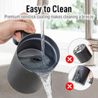 Zulay 4-in-1 Milk Frother & Steamer – Hot & Cold Foam Maker, Milk Warmer & Chocolate Stir – Automatic Temp Control, Nonstick Double-Wall Stainless Steel Jug, Auto Shut Off, 360° Base – Aero Black