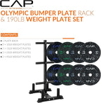 CAP Barbell 2-Inch Olympic Bumper Plate Weight Set with 6 Post Rack | 100-370 lbs | Multiple Options