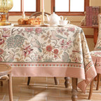 patdrea Designer Pink Linen Table Cloth for Sqaure Table,French Tablecloth with Birds Pattern,Small Colorful Decoration Cover for Kitchen Dining,Christmas,Party,Thanksgiving,67"x67"-Kulom a
