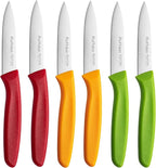 Paring Knife Fruit Knife Set (6 Pieces), Ultra Sharp Stainless Steel Vegetable and Fruit Knife with PP Plastic Ergonomic Handle for Cutting Fruits and Vegetables,Red/Orange/Green