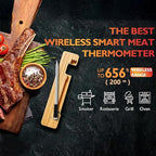 Smart Meat Thermometer 656FT Remote Range Digital Cooking Food Thermometer with Cordless Probe Real-Time Readings from Apps IP68 Waterproof for BBQ, Oven, Grill, Smoker, Air Fryer, Kitchen