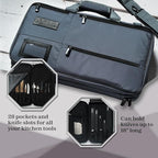 Asaya Chef Knife Bag - 28 Pockets for Knives and Kitchen Utensils - Durable Ballistic Nylon, Black Stainless Steel Hardware, Card Holder and Adjustable Shoulder Strap - Knifes not Included